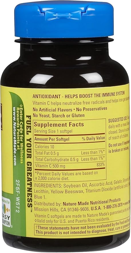 Nature Made Vitamin C 500 Mg Softgels, 60-Count - Pack of 2