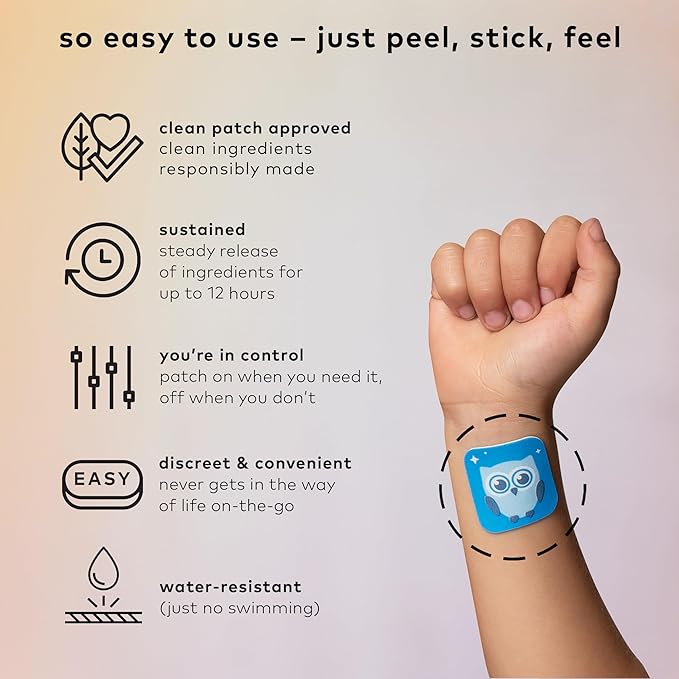 The Good Patch Nite Owl Patch, Natural Sleep Patch Support for Kid Bedtime with Tart Cherry, Chamomile, and Skullcap, Plant Powered, Sustained Release (36 Total Patches)