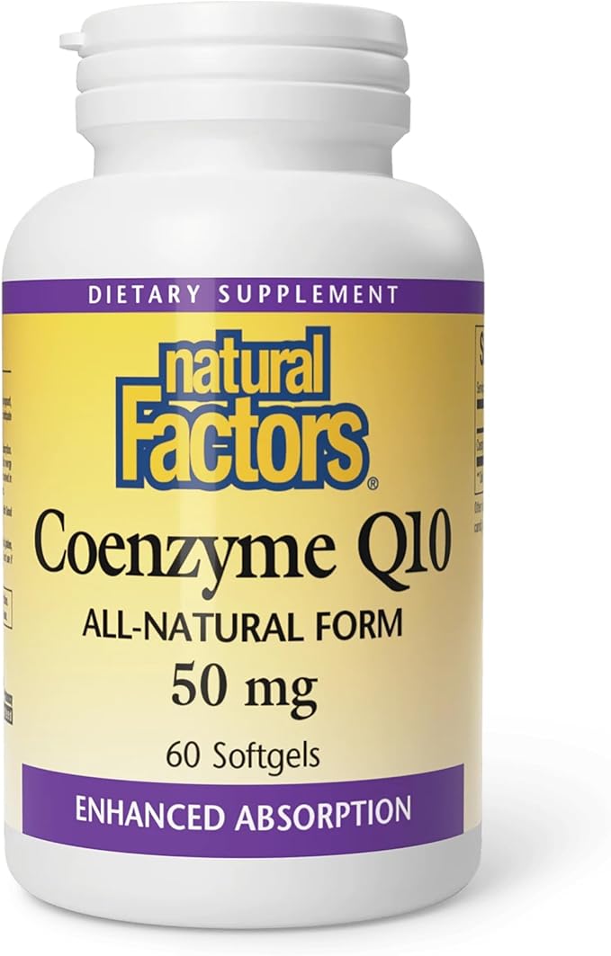 Natural Factors Coenzyme Q10 - Antioxidant Support Supplement Supports Cellular Energy Production - Better Absorption Aids Healthy Heart Function - 50 mg, 60 Softgels (60 Servings)