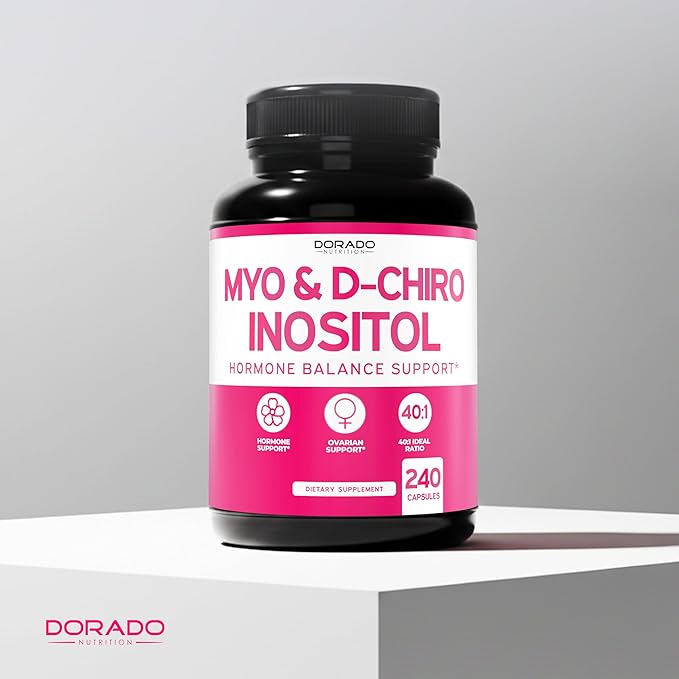 Myo-Inositol & D-Chiro Inositol Supplement For Women (240 Capsules, 2050mg Per Serving Ideal 40:1 Ratio Myo Inositol) Hormone Balance for Women - Third Party Tested, Vegan Safe & USA Made - 240 Count