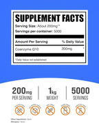 BulkSupplements.com Coenzyme Q10 Powder - Coenzyme Q10 200mg Supplement, Nutritional Supplement - Gluten Free, 200mg per Serving, 1kg (2.2 lbs) (Pack of 1)