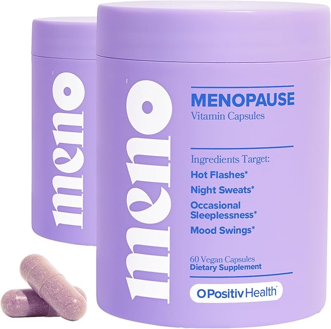 O Positiv MENO Vitamins for Menopause - Hormone-Free Menopause Supplement for Women - Black Cohosh & Ashwagandha KSM-66 - Helps Relieve Hot Flashes, Night Sweats, Mood Swings - 30 Servings (Pack of 2)