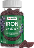 Iron Gummies Supplement with Vitamin C – 10 mg Iron Supplement – Great-Tasting Gummies Grape Flavor – Supports Immune Health & Helps with Iron Deficiency – Vegan, Kosher, Non-GMO – 60 Count