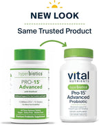 Hyperbiotics Vital Nutrients Pro-15 Advanced Probiotics for Women and Men | 15 Strains + Kiwifruit | Clinically Studied Daily Probiotics for Digestive Health, Gas, & Bloating | 60 Vegan Tablets