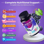 LIVS Iron Plus Gummies – 20mg Gentle Iron Supplement for Women & Men – Anemia Support – Vitamin C for Absorption – Biotin, Folate & B12 for Energy – Gluten Free, Vegan, Halal & Kosher – 180 Count