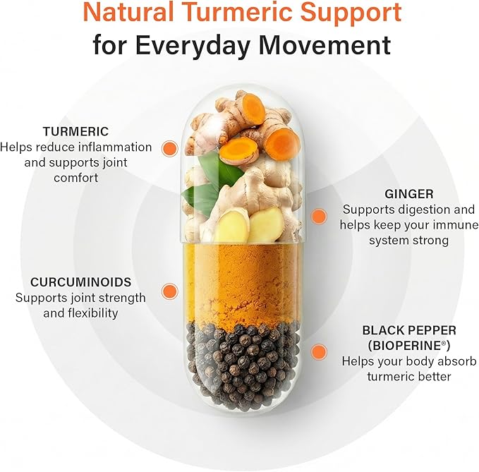 Sleeve Stars Turmeric Curcumin Supplement with Ginger & Black Pepper Bioperine, Joint Supplements for Men & Women, Joint Support & Inflammation Relief, Non-GMO Gluten-Free & Vegan, 1000mg 60 Cap