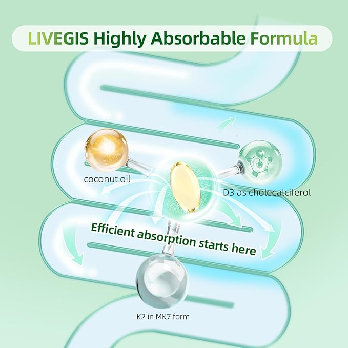 Vitamin D3 K2 Softgels, D3 10000 IU with K2 (MK-7) 200 mcg with Coconut Oil Softgels, Easy to Swallow 2 in 1 Vitamins D & K, Supports Calcium Absorption, Immune and Heart Health - 90 Counts