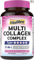 Collagen Peptides Capsules for Women & Men, Type I, II, III, V, X, Biotin, Hyaluronic Acid & Keratin, Vitamin C, Niacinamide, Turmeric & Ginger, Skin, Hair, Nail, Flexibility, 120 Count