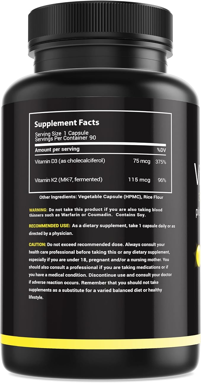 Advanced Bladder Control Supplements for Women & Men 60Ct + Vitamin D3 K2 3000 IU with Vitamin K as MK-7 from Natto Support Healthy Bones, Teeth, Heart & Immune Function 90Ct