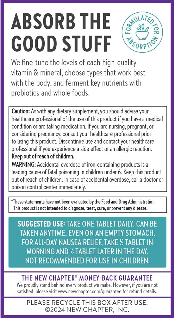 New Chapter Prenatal Vitamins, One Daily Prenatal Multivitamin with Methylfolate + Choline for Healthy Mom & Baby, Gluten Free & Non-GMO, 30 Count