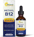 aSquared Nutrition Vitamin B12 Sublingual Liquid Drops - 5000 MCG Supplement with Methylcobalamin (Methyl B-12) - Max Absorption B 12 to Increase Energy - Vegan Friendly - 2 fl oz