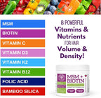 Qhemet Biologics MSM + Biotin Hair Nutrient Drink Mix - Vitamins Powder to Support Lush Volume - Bamboo Silica & Vitamins D3 + B12 for Hair Health - Jumpstart Your Hair Growth Journey (8.5 oz)