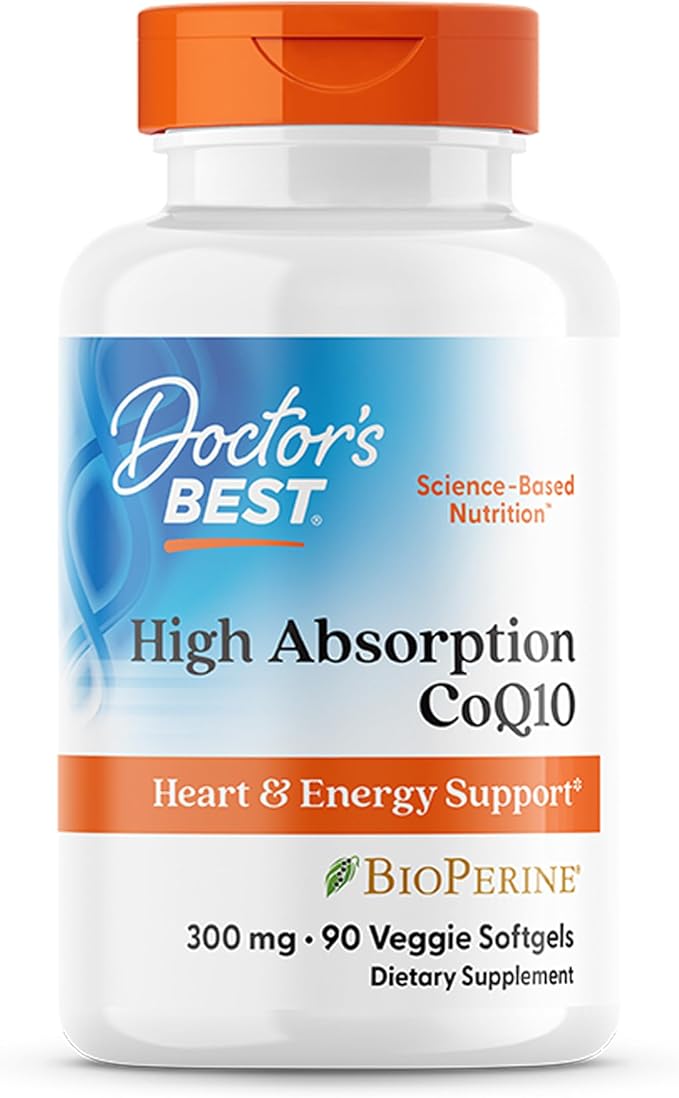 Doctor's Best High Absorption CoQ10 300mg with BioPerine Supplement - Coenzyme Q10 Softgels for Heart Health & Antioxidant Support, CoQ10 300 mg for Women & Men, Non GMO - 90 Veg Softgels