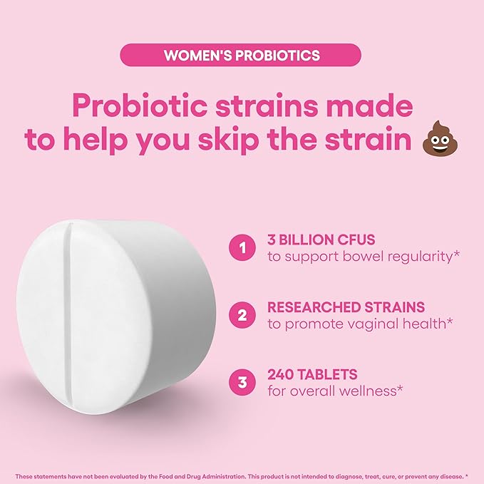 Natural Foundation Supplements Probiotics for Women Supplement Supports Vaginal & Digestive Health 240 Tablets 3 Billion CFU (240, Women's Probiotics)