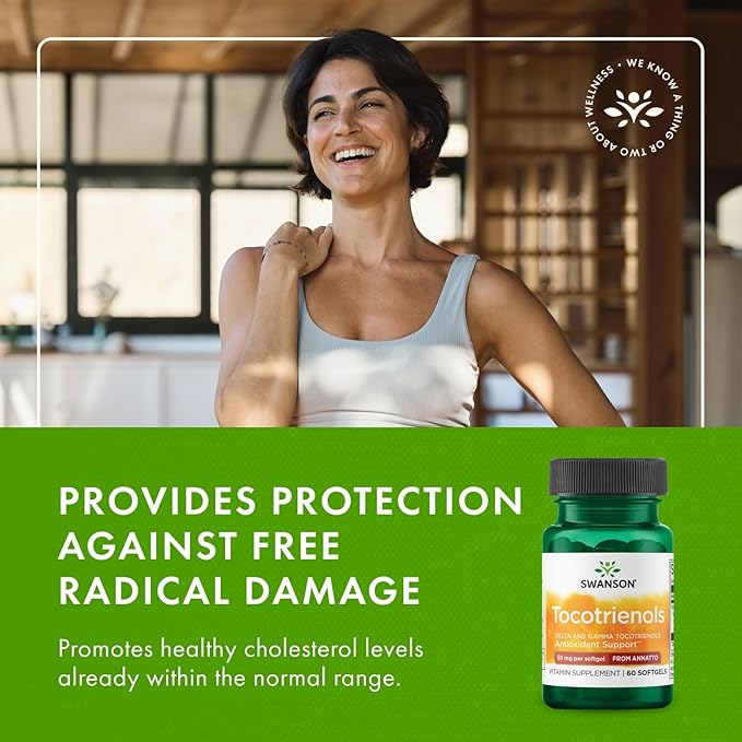 Swanson Deltagold Tocotrienols - Annatto & Vitamin E Tocotrienols - 99% Tocopherol Free (60 Softgels, 50mg Each)