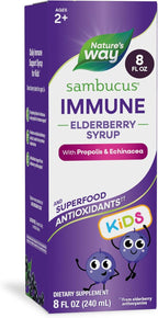 Nature's Way Sambucus Kids Immune Elderberry Syrup, Black Elderberry Extract with Echinacea & Propolis, Traditional Immune Support for Children with Superfood Antioxidants(1), Berry Flavored, 8 Fl Oz
