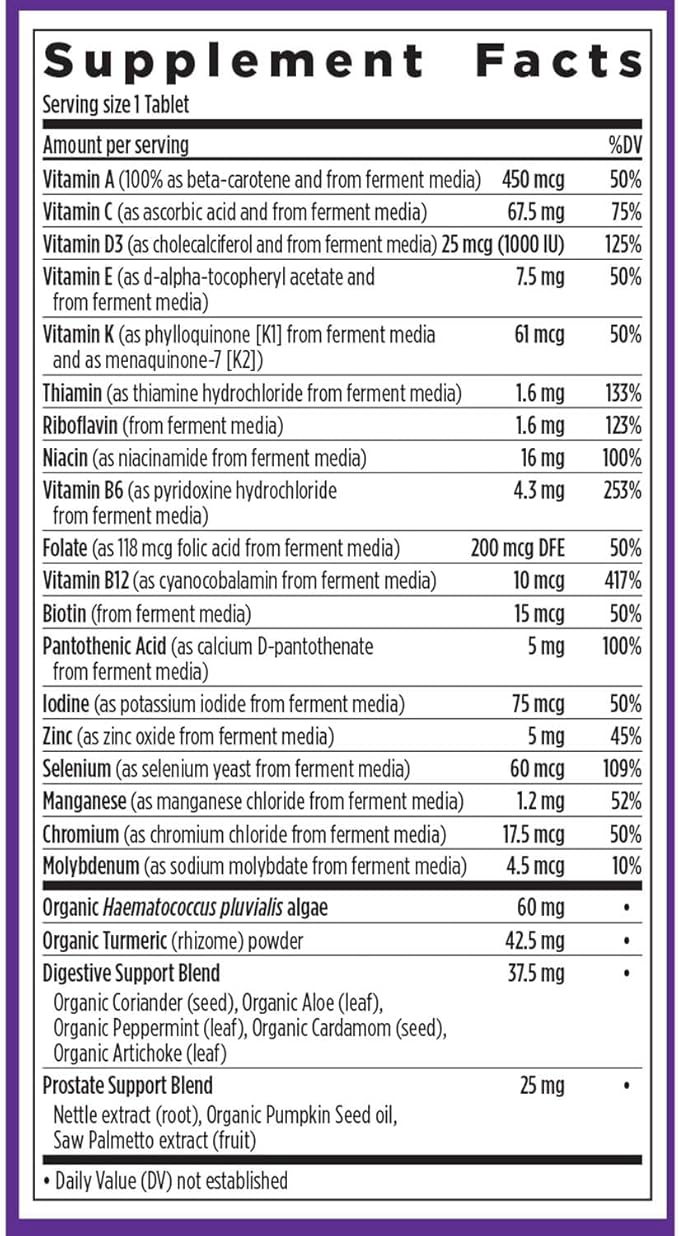 New Chapter Men’s Multivitamin 55+, Extra B6 & B12, D3, Astaxanthin, Vitamin C & Zinc, Immune, Heart, Cellular Energy, and Brain Health, Gentle on The Stomach, One Daily, Non-GMO, 96 Tablets