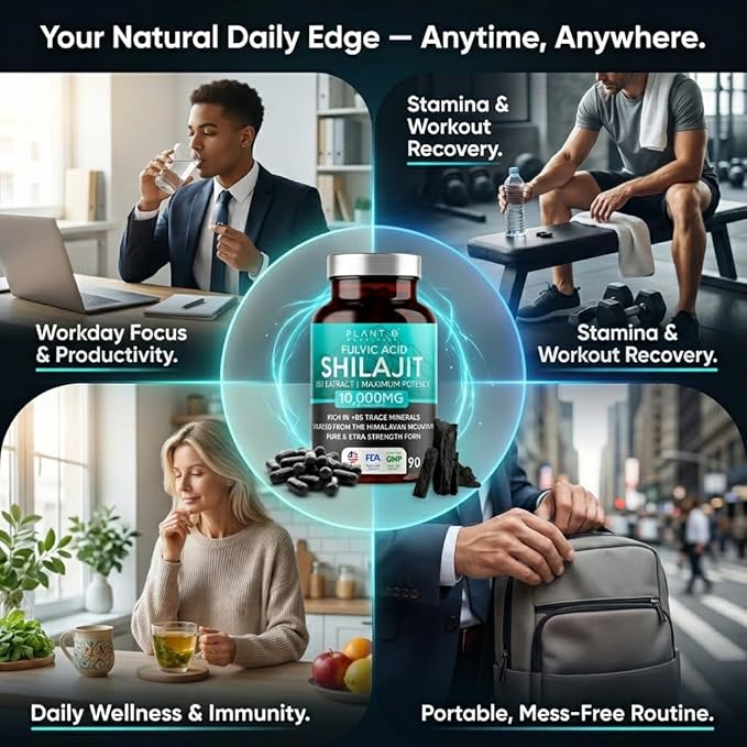 Pure Himalayan Shilajit Capsules - 10,000mg Maximum Potency | Fulvic Acid + 85 Trace Minerals | Energy Boost, Immune Support, Cognitive Function | 90 Veggie Pills for Men & Women