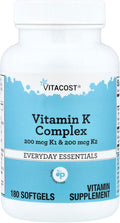 Vitacost Vitamin K Complex with K1 & K2-400 mcg - 180 Softgels