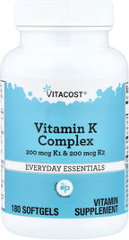 Vitacost Vitamin K Complex with K1 & K2-400 mcg - 180 Softgels
