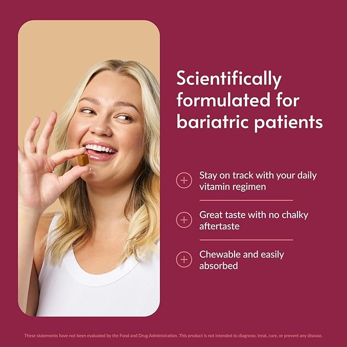 Bariatric Advantage Multi Chewy Bite - Soft Chew Multivitamin for Bariatric Surgery Patients - Chewable Multivitamin with Folic Acid, Vitamin D3 & More - Assorted Fruit Flavor - 60 Count