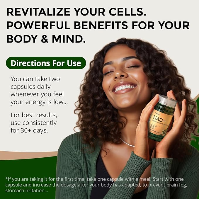 NAD Supplement for Women with Resveratrol - Supports Cellular Energy, Anti-Aging & DNA Repair -Advanced NAD Supplement for Women & Men, Non-GMO, 30-Day Supply