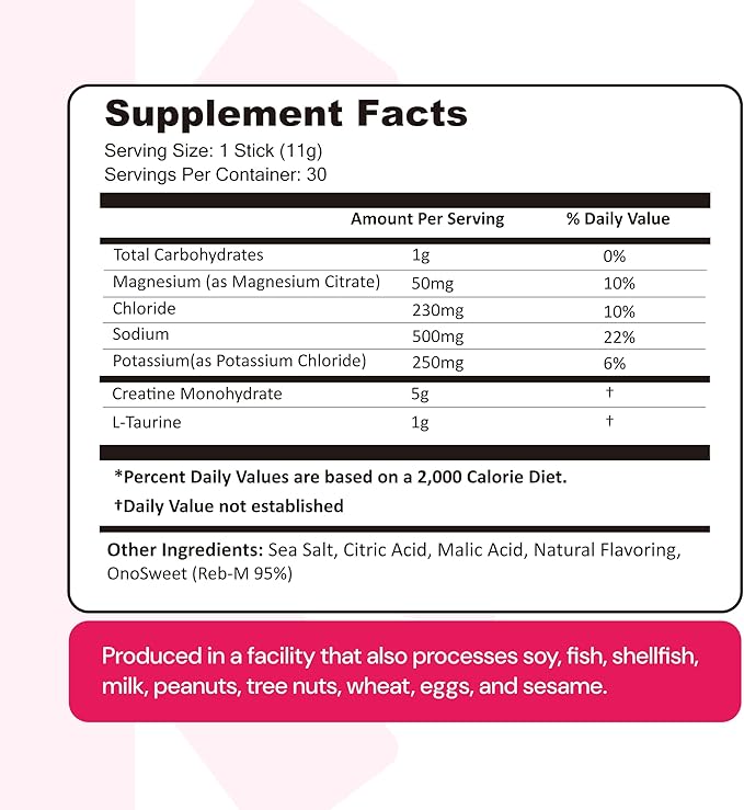 Create Creatine + Electrolytes Mix - Creatine Monohydrate Stick Packs, Supports Energy and Hydration, NSF Certified for Sport, 30 Count, Watermelon