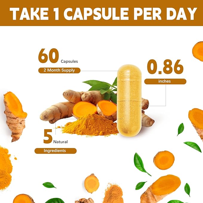 Turmeric Curcumin Supplement with Black Pepper & Bioactive Botanicals, Turmeric,Ginger,Berberine,Ceylon Cinnamon, – Premium Supplement for Daily Wellness Support 60 Capsules 2 Pack