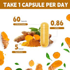 Turmeric Curcumin Supplement with Black Pepper & Bioactive Botanicals, Turmeric,Ginger, Berberine, Ceylon Cinnamon – Premium Supplement for Daily Wellness Support 60 Capsules