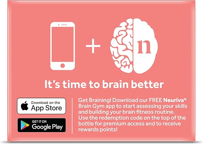 NEURIVA Original Brain Supplement for Memory, Focus & Concentration + Learning & Accuracy with Clinically Tested Nootropics Phosphatidylserine and Neurofactor, Caffeine Free, 30ct Capsules