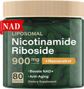 NAD Resveratrol Supplement Plus Extra Strength, Nicotinamide Riboside NR 900mg for Women & Men, NAD Supplement NMN Alternative– Liposomal Formula for Energy, Anti-Aging
