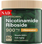 NAD Resveratrol Supplement Plus Extra Strength, Nicotinamide Riboside NR 900mg for Women & Men, NAD Supplement NMN Alternative– Liposomal Formula for Energy, Anti-Aging