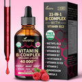 VivoNu Vitamin B Complex Liquid Drops, Vitamin B12 (6000 mcg), B6 B1, B2, B3, B5, and Methylfolate Support Energy, Raspberry Flavor, Natural Ingredient, Non GMO