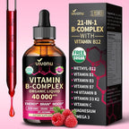 VivoNu Vitamin B Complex Liquid Drops, Vitamin B12 (6000 mcg), B6 B1, B2, B3, B5, and Methylfolate Support Energy, Raspberry Flavor, Natural Ingredient, Non GMO