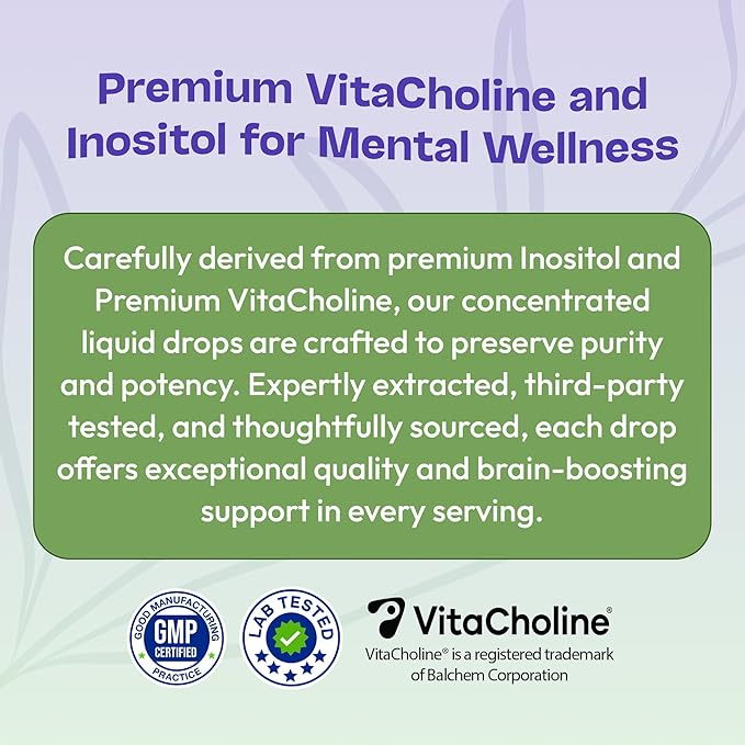 Inositol & Choline Liquid Drops – Vegan, Non-GMO, Easy-to-Take – Enhanced Absorption Inositol Supplement – Prenatal Vitamins for Women – Supports Cellular Health & Overall Wellness (Mixed Berry, 60ml)