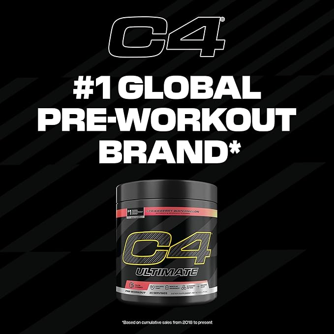 C4 Ultimate Pre Workout Powder Watermelon - Sugar Free Preworkout Energy Supplement for Men & Women - 300mg Caffeine + 3.2g Beta Alanine + 2 Patented Creatines - 20 Servings