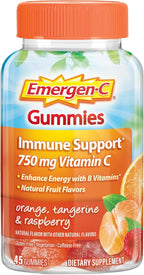 Emergen-C 750mg Vitamin C Gummies for Adults, Immunity Gummies with B Vitamins, Gluten Free, Orange, Tangerine and Raspberry Flavors, Back to School Essentials - 45 Count