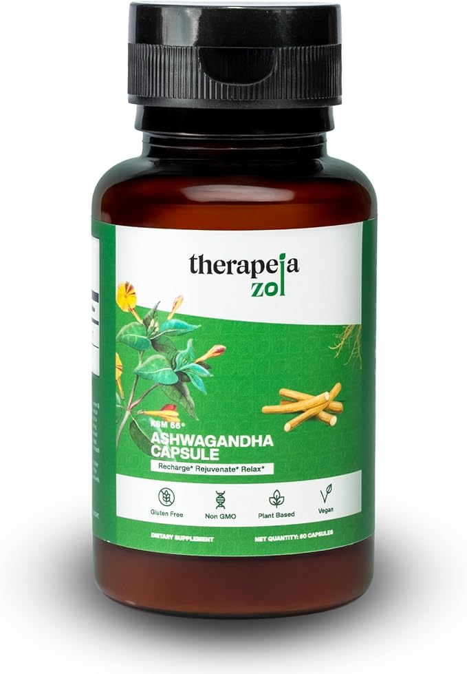 Ashwagandha KSM-66 Capsules for Men and Women - Ashwagandha Supplements for Stress Support, Calm Mood, Relaxation and Sleep - Premium Herbal Supplements, Vegan, Non-GMO, 60 Count