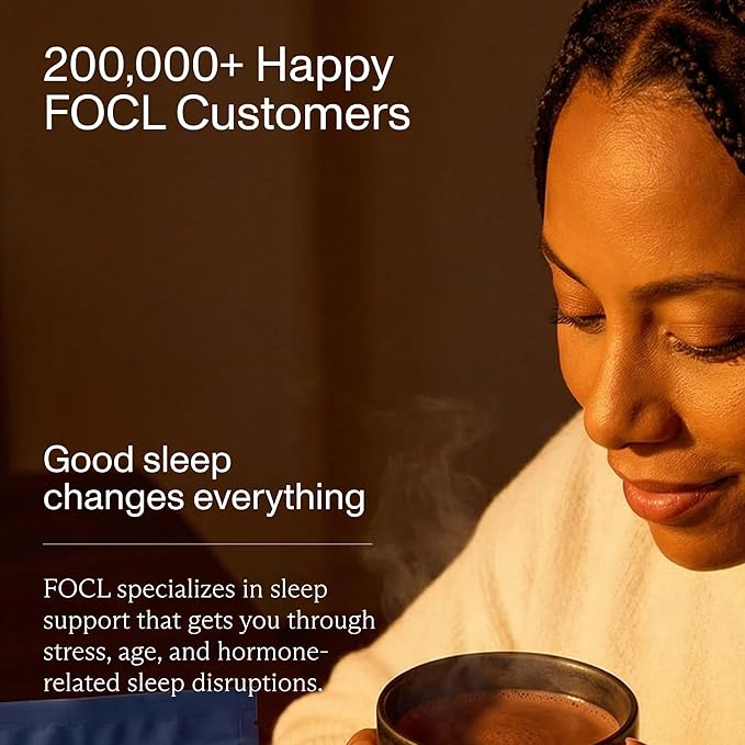 FOCL Night Magnesium Sleep Drink Mix, Natural Sleep Aid Powder for Adults with L-Theanine, Apigenin, Reishi and GABA, Sugar-Free, Non-GMO, Salted Chocolate