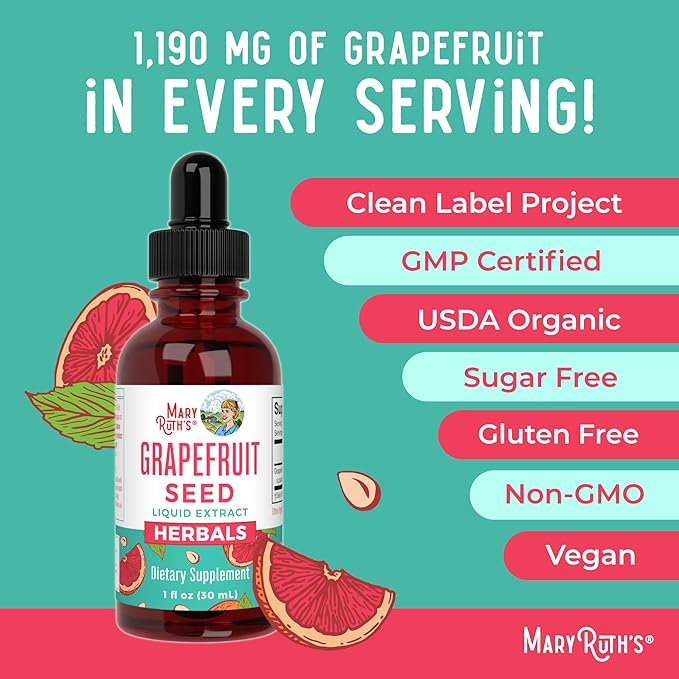 MARYRUTH'S Organics Grapefruit Seed Extract Grapefruit Seed Oil Drops | Peel & Seed | Herbal Tinctures Liquid Drops | Sugar Free | Vegan | Non-GMO | Gluten Free| Unflavored | 30 Servings | 1 Fl Oz
