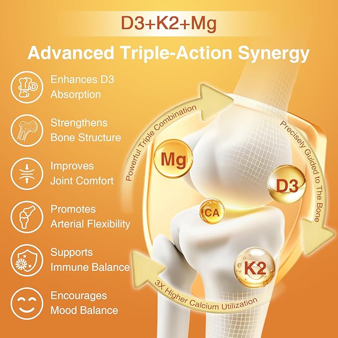 DRFOSTER Vitamin D3 K2, 10000 IU Vitamin D3 Plus 180 mcg of Vitamin K2, Supplements for Adults for Bone & Heart Health Support, 120 Capsules