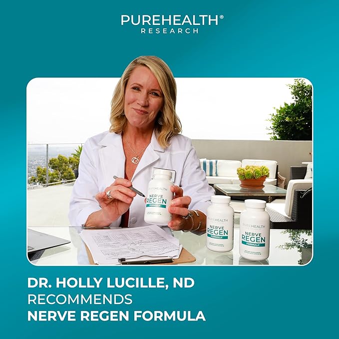PUREHEALTH RESEARCH Nerve Regen Formula - Nerve Support Supplement for Feet & Hands - with Alpha Lipoic Acid ALA, Benfotiamine, Acetyl L-Carnitine, Vitamin B2, B6, B12, D3 & More - 6 Bottles
