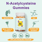 NAC Supplement 1000mg for Adults & 500mg for Kids, N-Acetyl Cysteine Supplement Gummies, Synergistic Antioxidant, Vegan, Sugar-Free 60 Gummies
