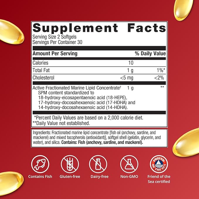Metagenics SPM Active - Specialized Pro-Resolving Mediators from Marine Oils - Supports Normal Inflammatory Response, Tissue Health, Joint Comfort, Immune Health - Non-GMO & Gluten-Free - 60 Softgels