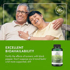 Swanson Premium Turmeric & Black Pepper Antioxidant Supplement for Active Adults Seeking Joint, Digestion, and Circulation Support - Non-GMO, Organic (90 Vegan Capsules, 2 Pack)