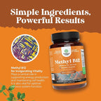 Chewable B12 Vitamin 1000mcg - Vitamin B12 for Brain Function & Energy - Uplift Mood with Methylcobalamin - Bone & Eye Health - Supports Mental Clarity & Skin Care - Cherry Flavor - 60 Count