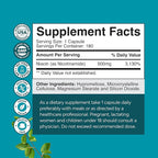Vitamin B3 Niacinamide 500mg Capsules - Mitochondrial Energy and Potent Skin Supplement - AKA Vitamin B3 Niacin Flush Free and Nicotinamide 500mg - Flush Free Niacin Supplement - 180 Count