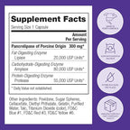 Pancreatic Digestive Enzymes 20,000 Lipase USP Units – High-Potency Pancreatic Digestive Enzyme Supplement for Gas, Bloating & Indigestion Relief–Gut Health & Nutrient Absorption – 50 Capsules