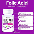 Healthfare Folic Acid 400mcg | 300 Veg Tablets | Folate Vitamin B9 | Gluten-Free | Non-GMO | Made in USA