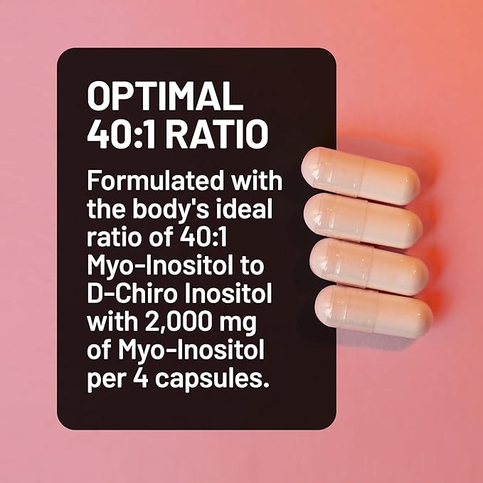 NatureWise Myo-Inositol & D-Chiro Inositol Supplement for Women - Fertility Supplements for Women - Ideal 40:1 Ratio - Myo Inositol 2000mg - Non-GMO, Vegan, USA Manufactured - [30-Day Supply]
